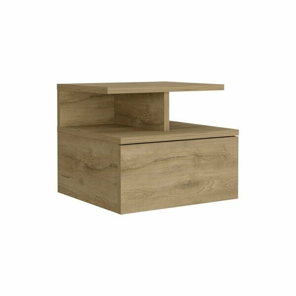 Adele Floating Nightstand with Drawer and Open Storage Shelves- Macadamia, Tuhome, Mfr#: MLM9407